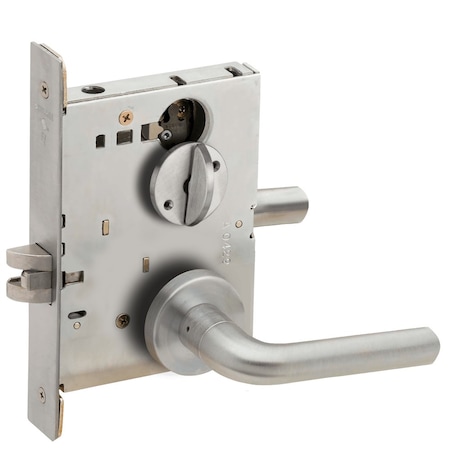 Schlage Grade 1 Bed Bathroom Privacy Mortise Lock, 02 Lever, A Rose, Satin Stainless Steel Finish L9040 02A 630